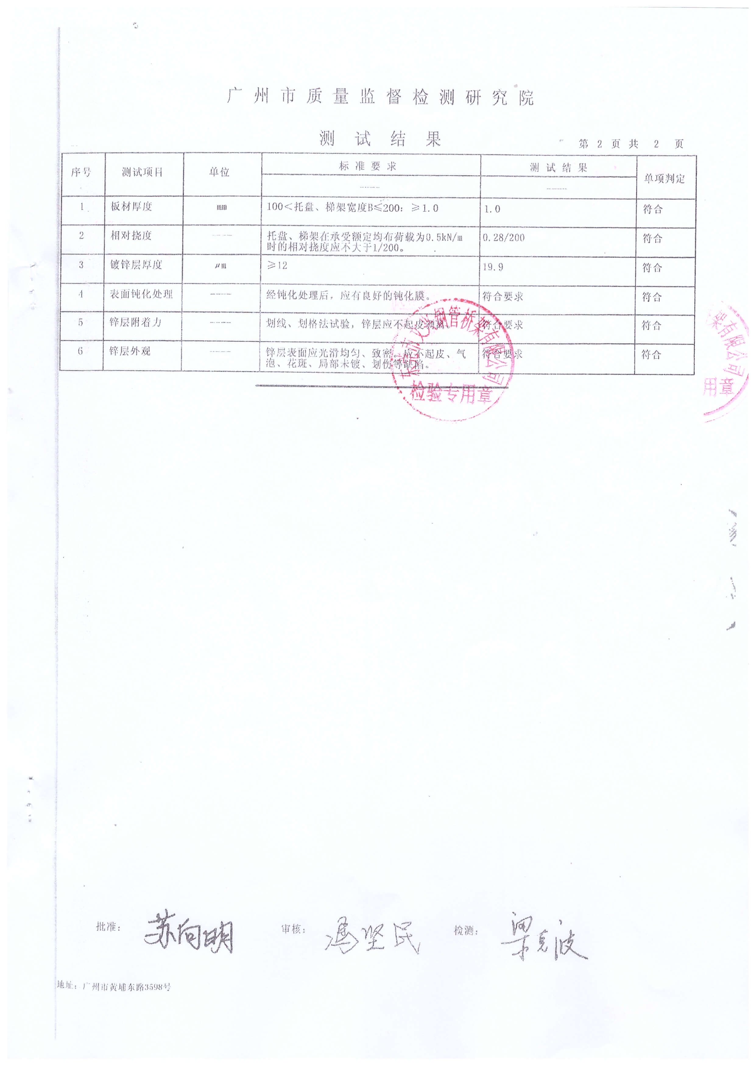 電纜橋架檢驗報告結果